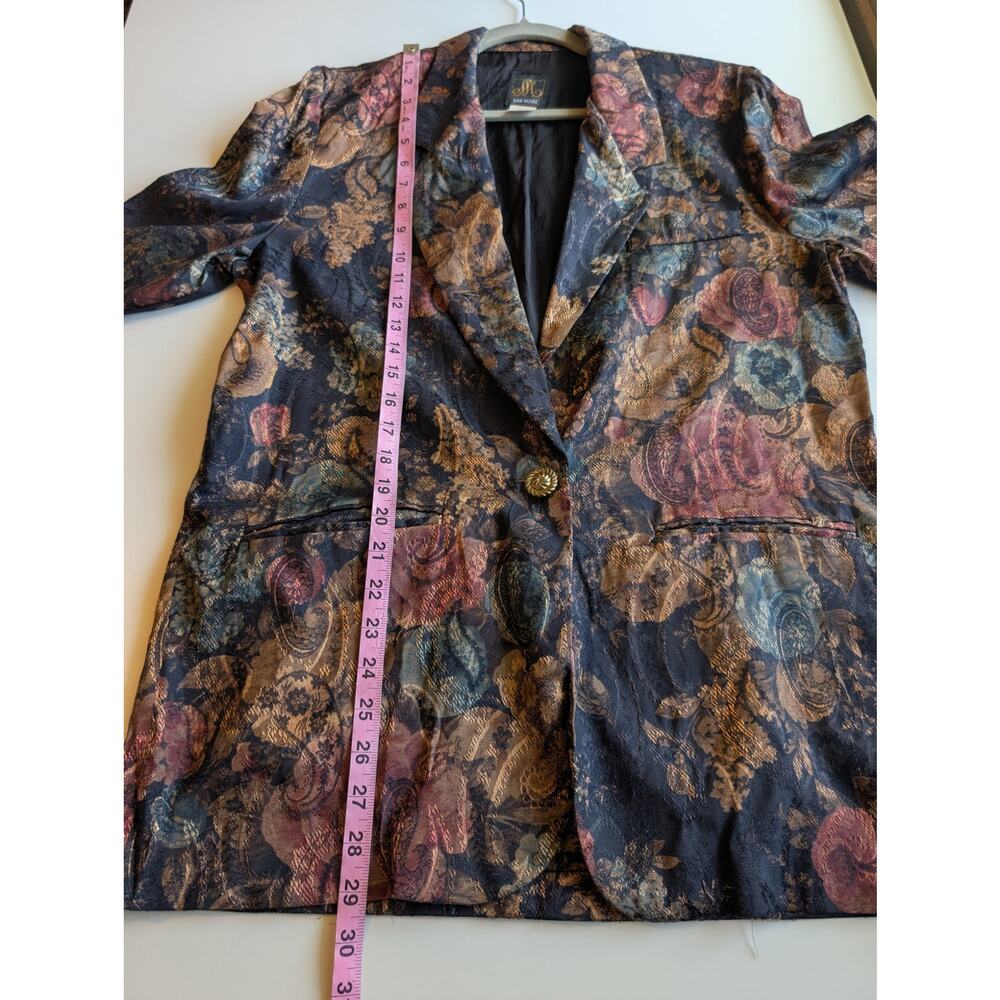 Vintage Jacket Metallic Floral Jacquard San Moire Whimsigoth Fairy Grunge Size M - Picture 10 of 10